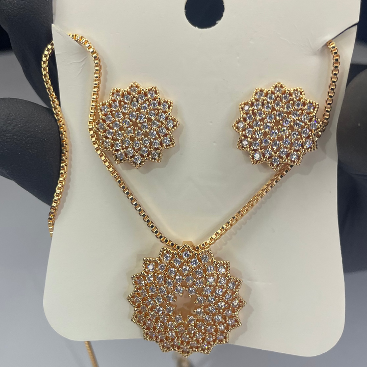Luxury Crystal Sunflower Necklace Set
