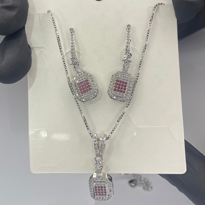 Luxury Ruby Crystal Necklace Set