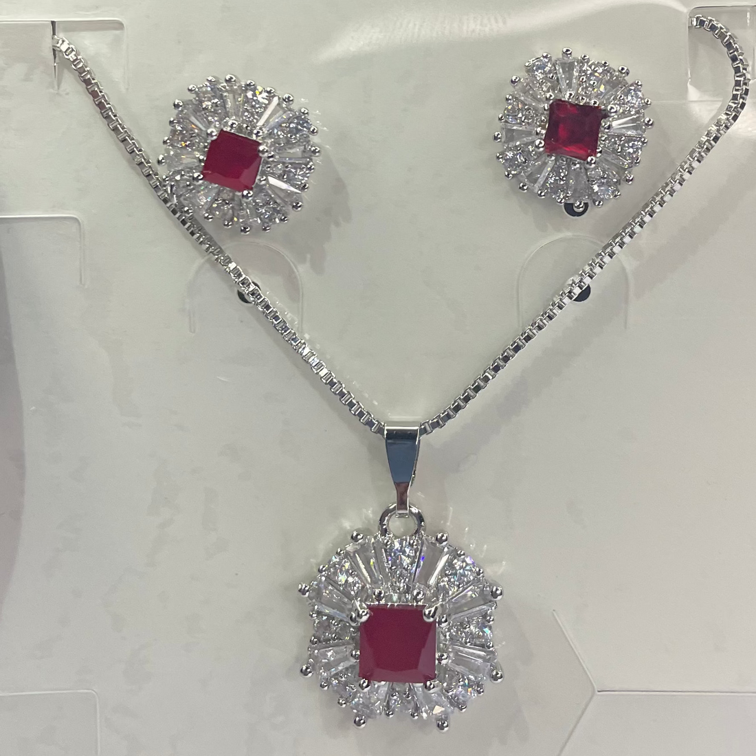Luxury Ruby Floral Necklace Set