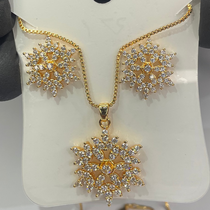 Luxury Crystal Snowflake Necklace Set