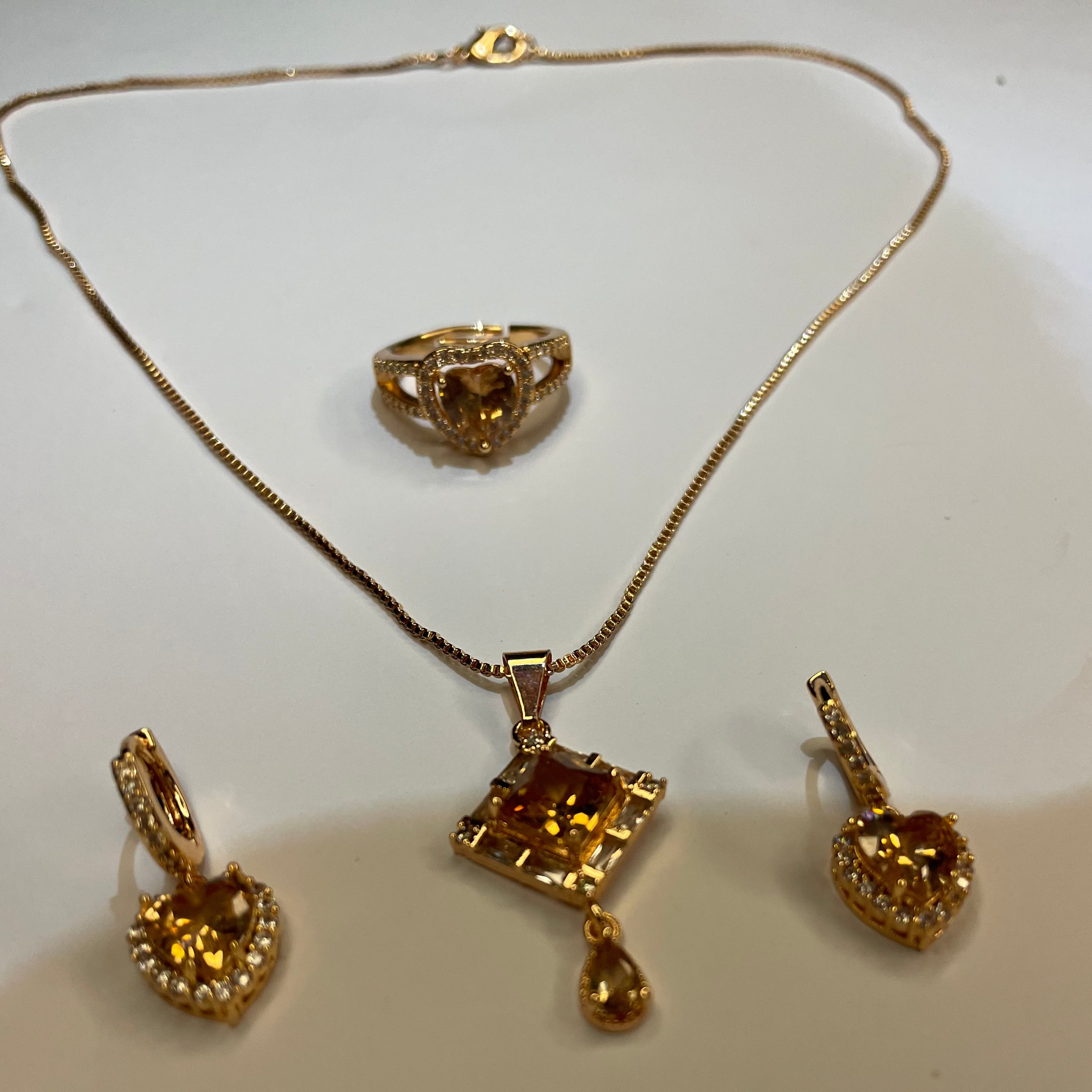 Luxury Golden Crystal Jewelry Set