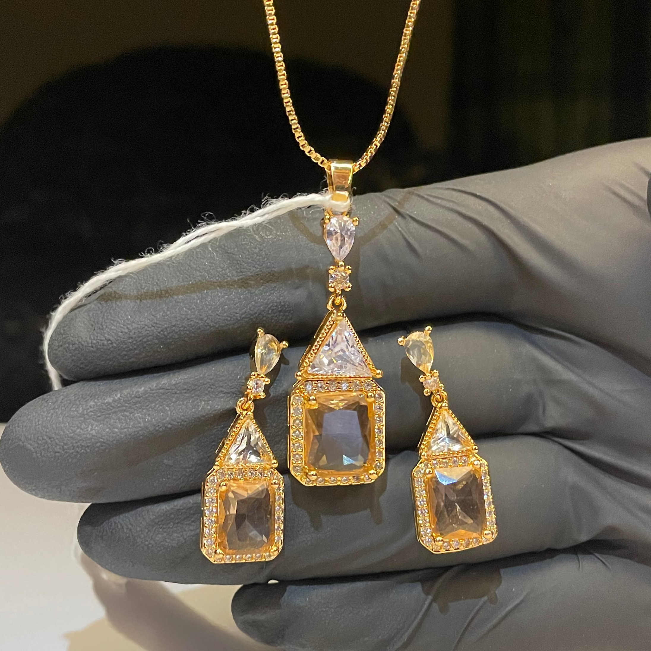 Luxury Crystal Drop Necklace Set
