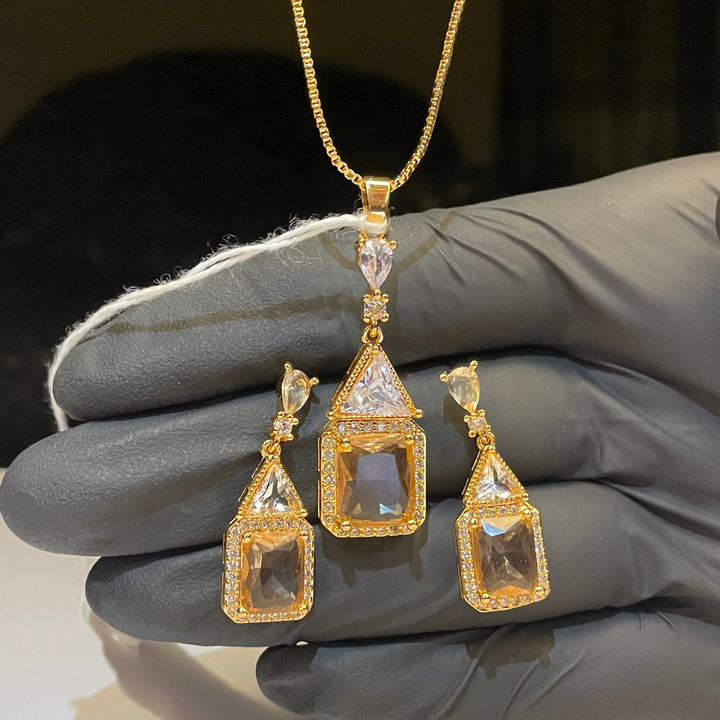 Luxury Crystal Drop Necklace Set