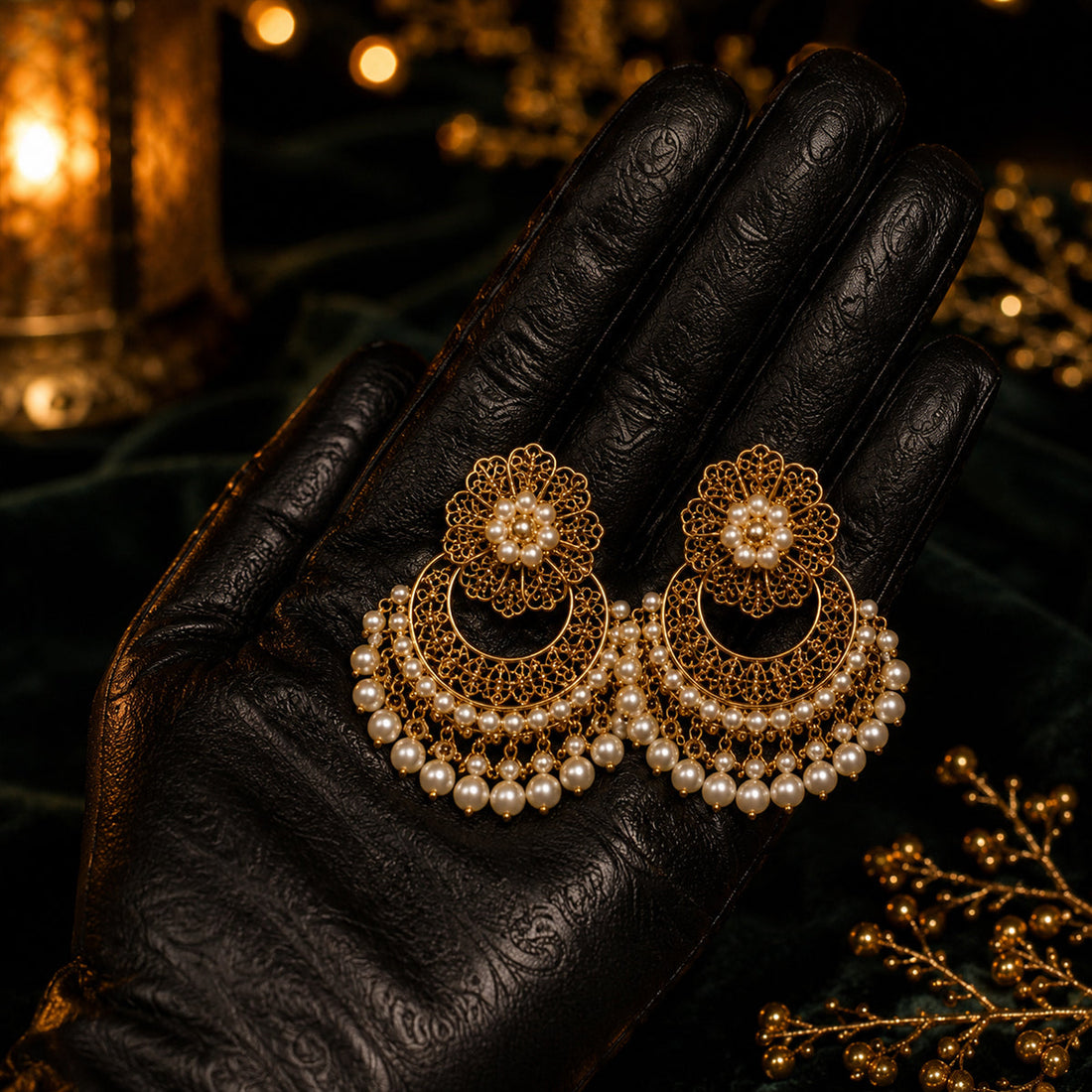 Luxury Pearl Chandbali Earrings