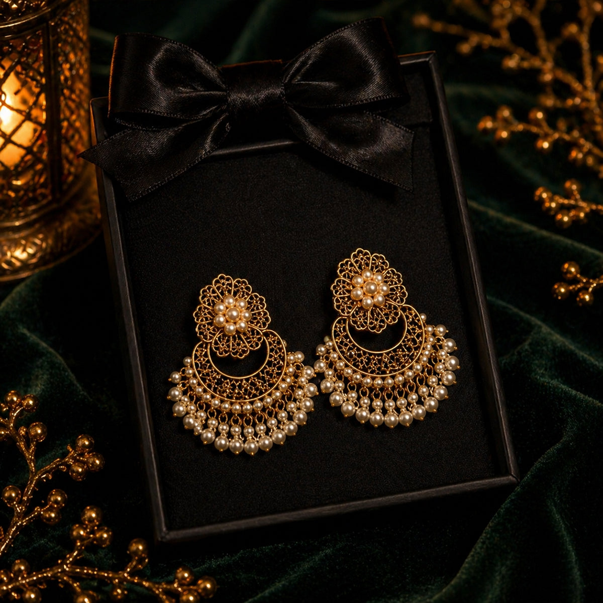 Luxury Pearl Chandbali Earrings