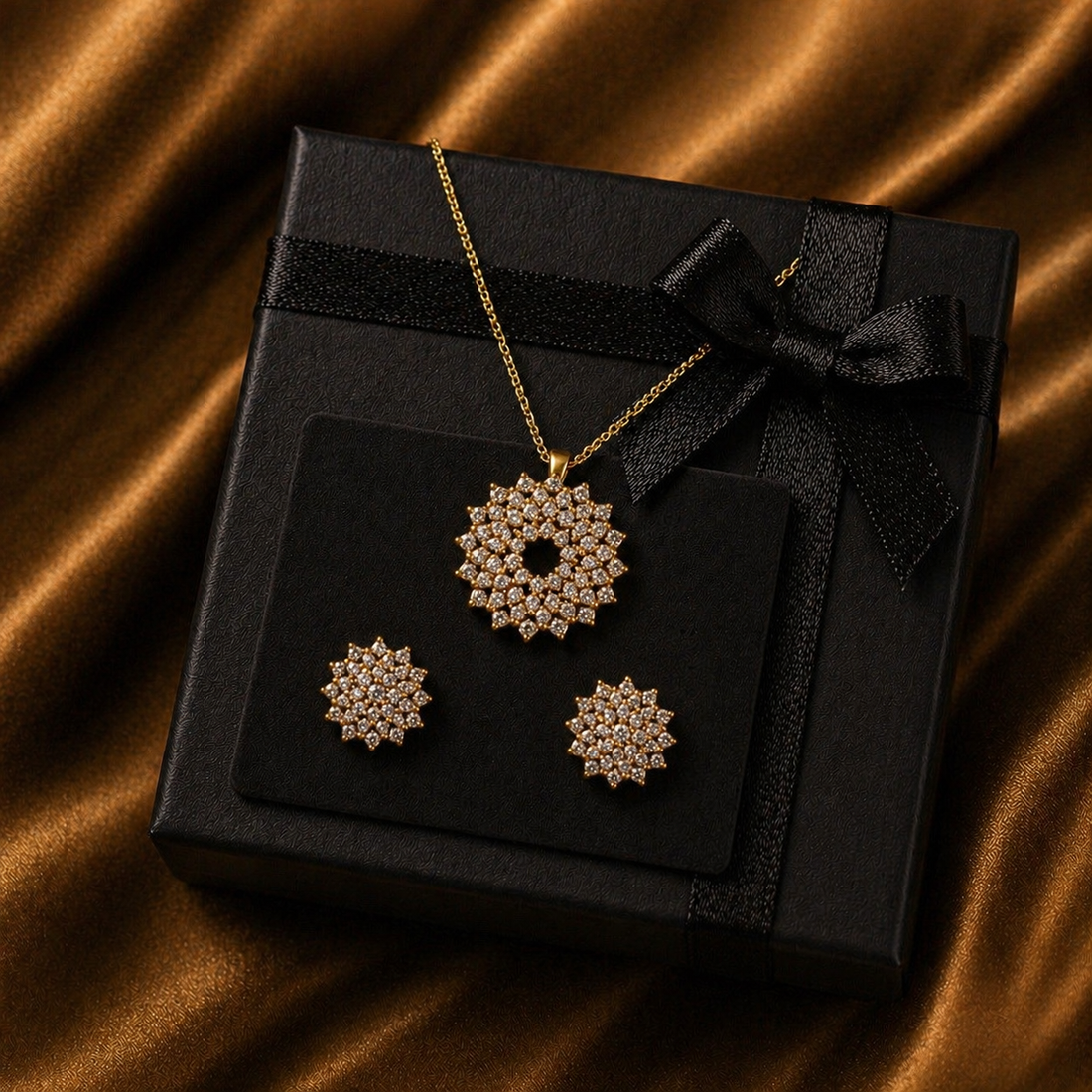 Luxury Crystal Sunflower Necklace Set