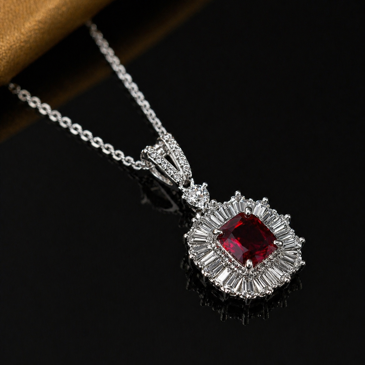 Luxury Ruby Floral Necklace Set