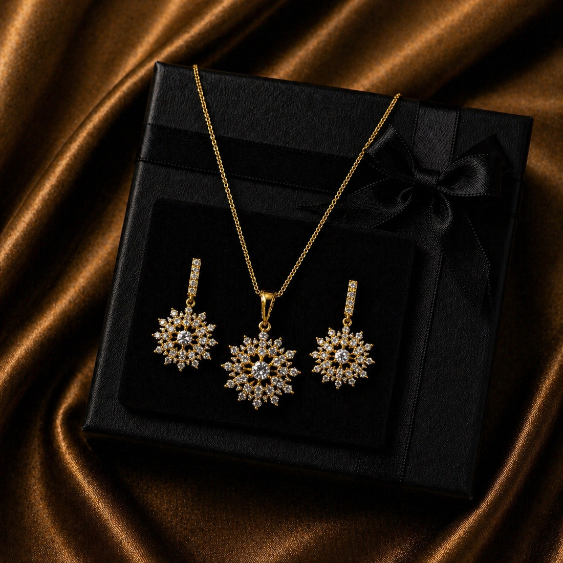 Luxury Crystal Snowflake Necklace Set