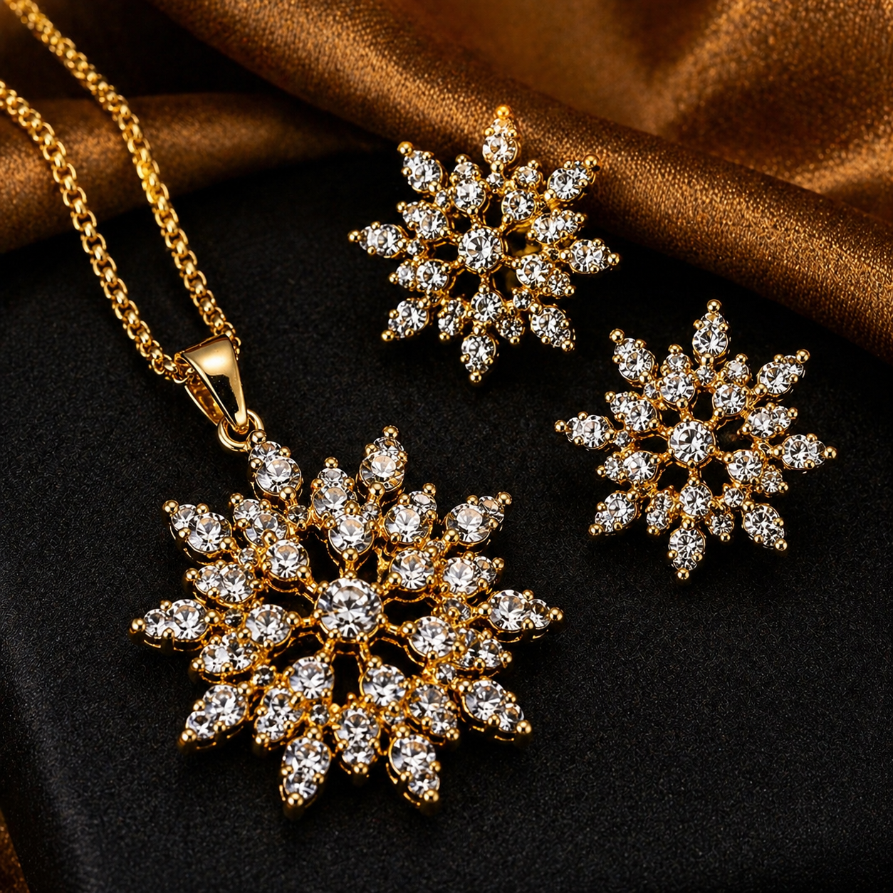 Luxury Crystal Snowflake Necklace Set