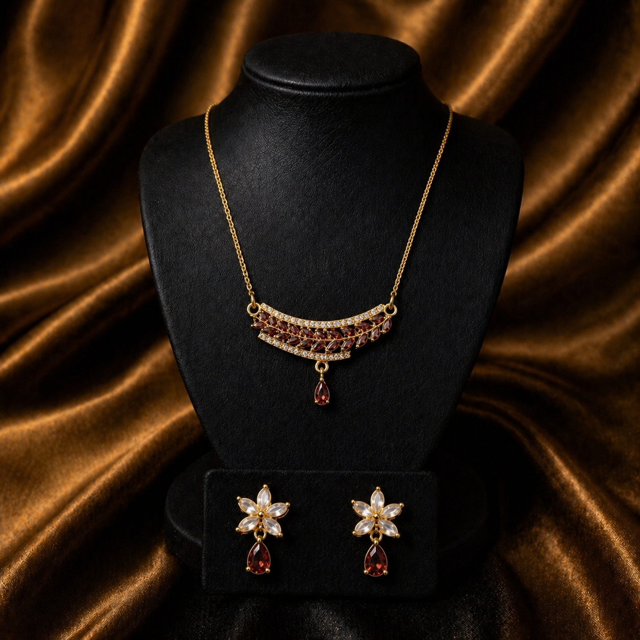 Luxury Ruby Floral Necklace Se