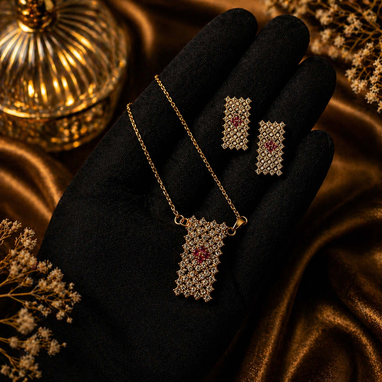 Luxury Crystal Bar Necklace Set