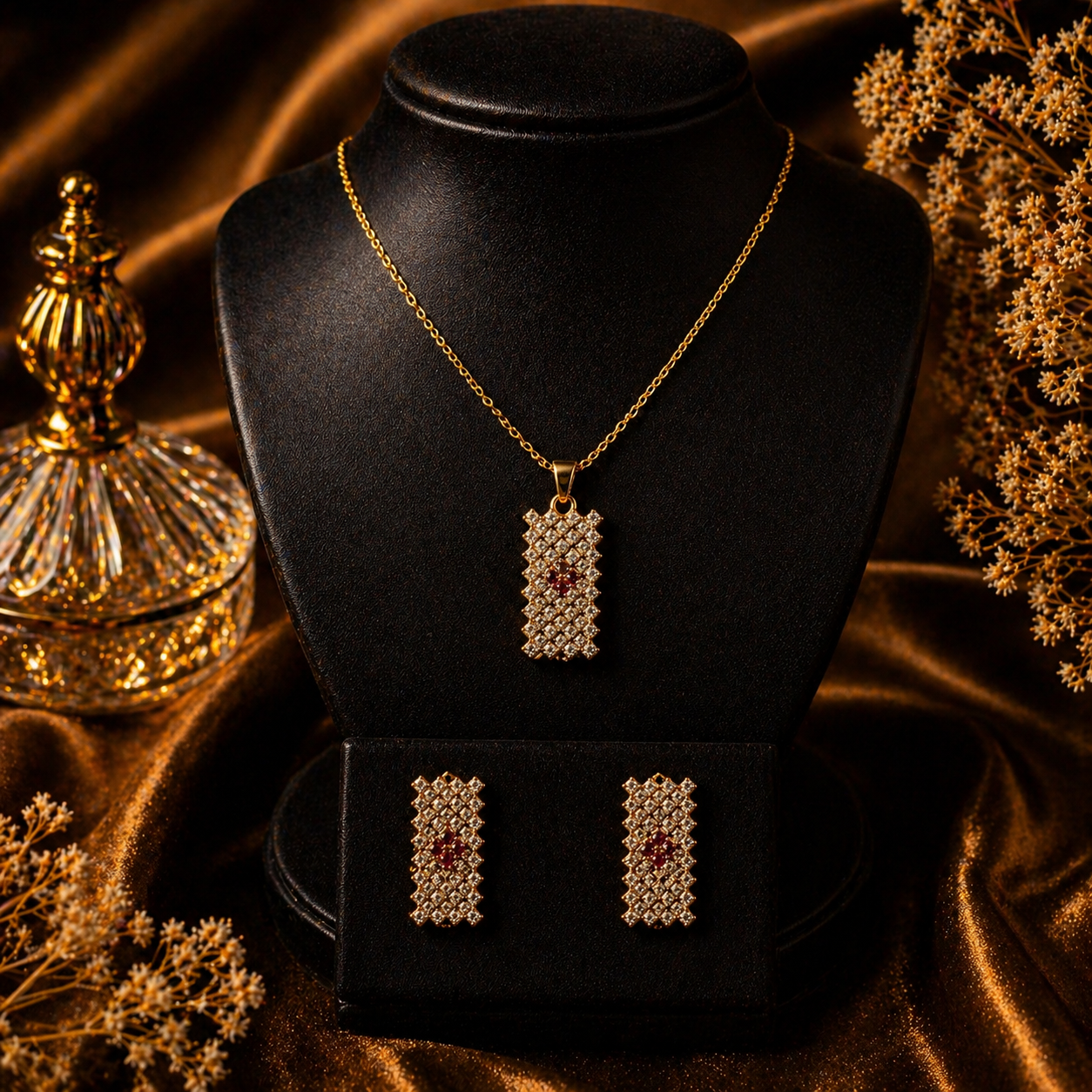 Luxury Crystal Bar Necklace Set