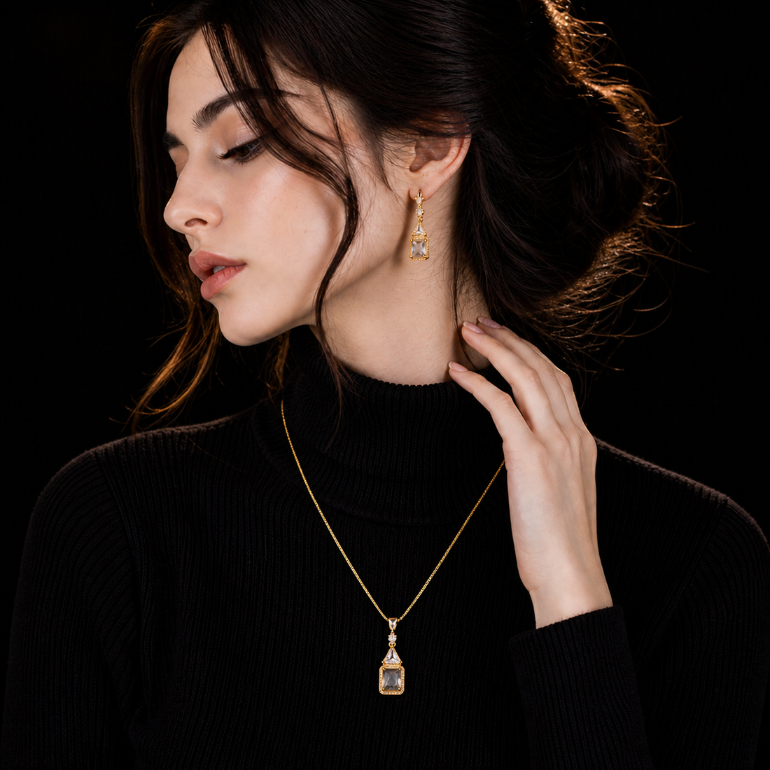 Luxury Crystal Drop Necklace Set