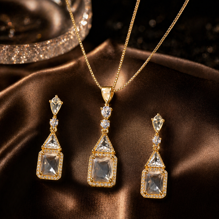 Luxury Crystal Drop Necklace Set