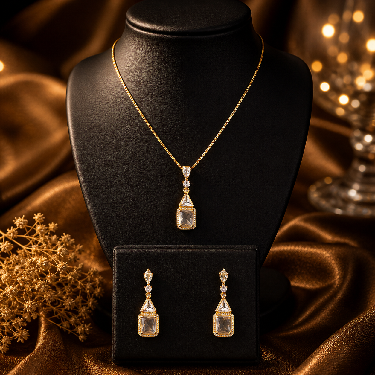 Luxury Crystal Drop Necklace Set