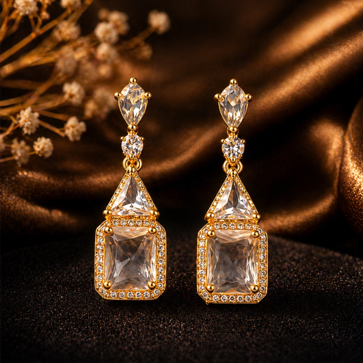 Luxury Crystal Drop Necklace Set