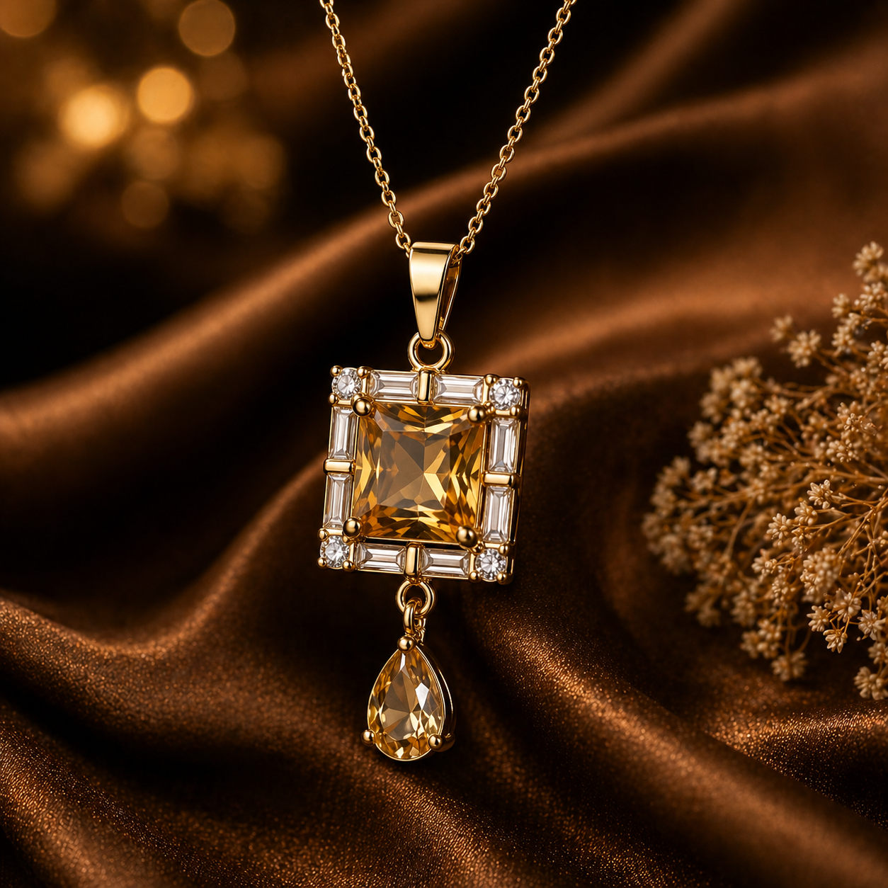 Luxury Golden Crystal Jewelry Set