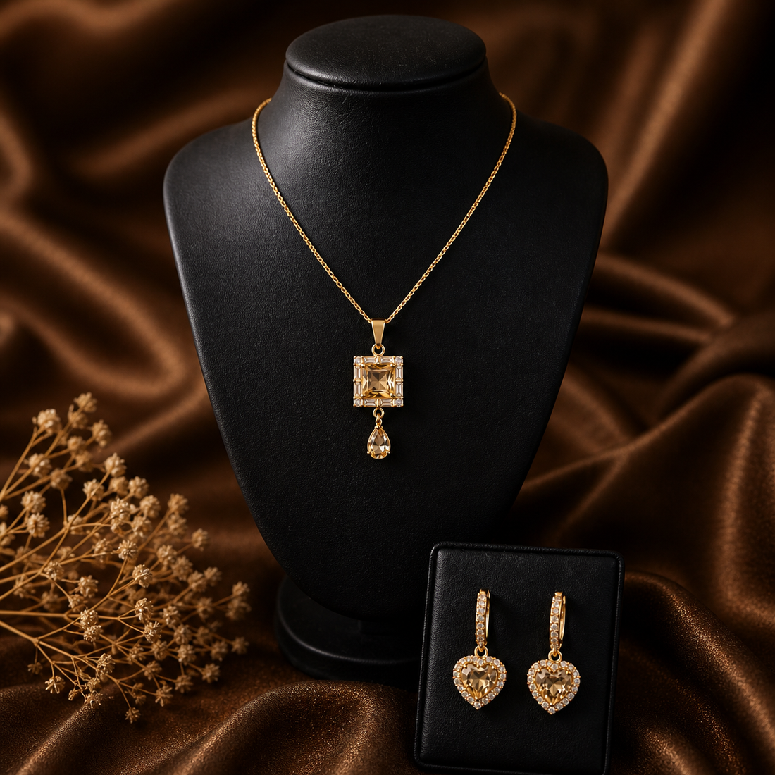 Luxury Golden Crystal Jewelry Set