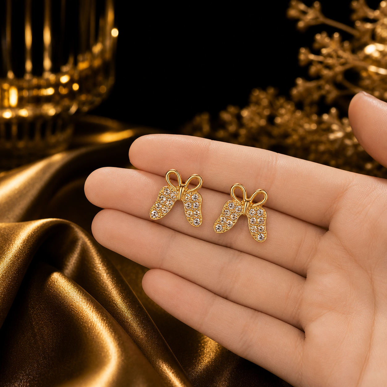 Luxury Butterfly Crystal Stud Earrings