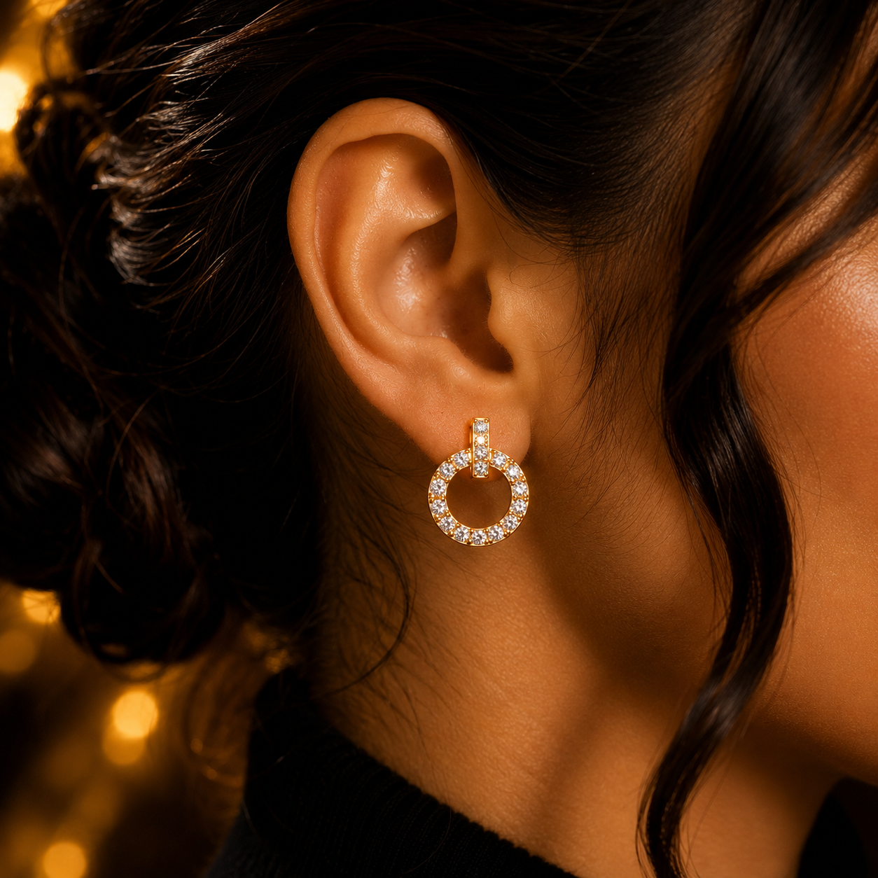Luxury Crystal Circle Stud Earrings