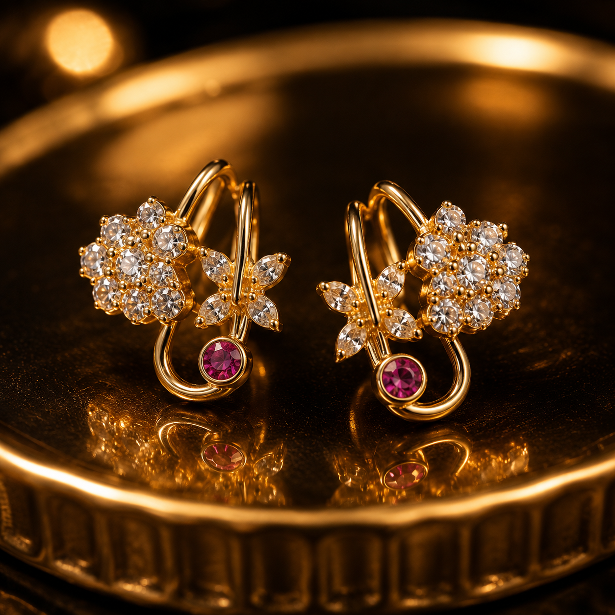 Luxury Floral Crystal Earrings