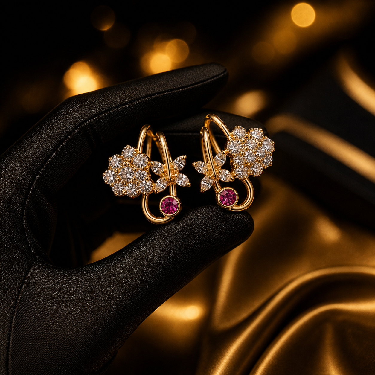 Luxury Floral Crystal Earrings