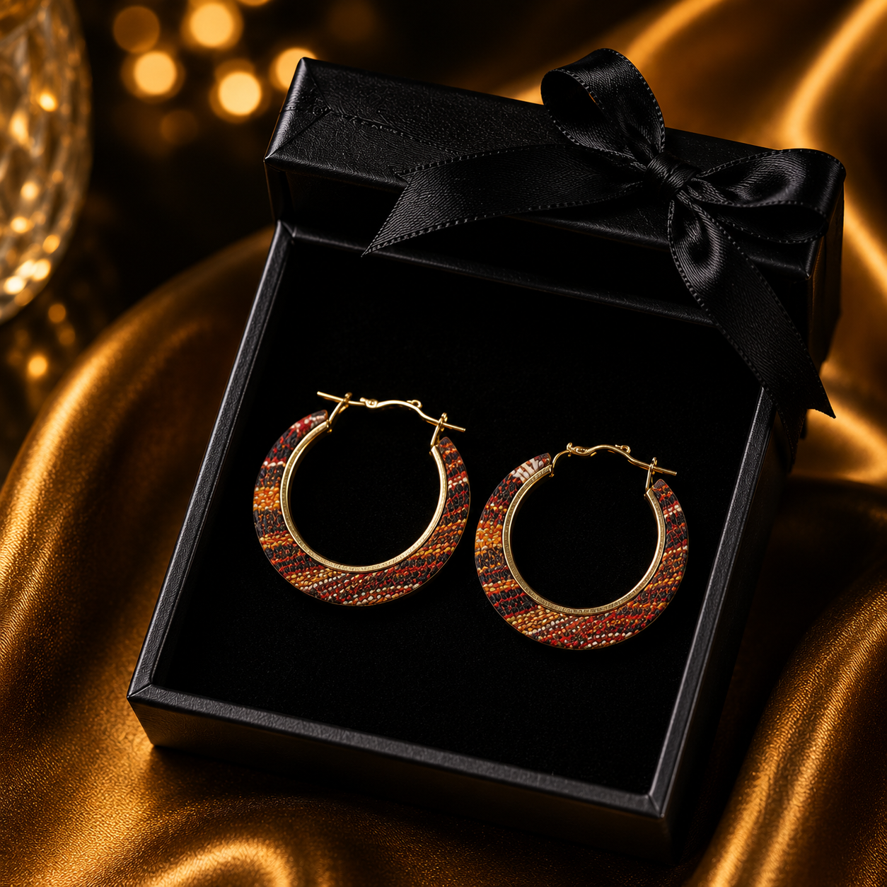 Midnight Tribal Hoop Earrings
