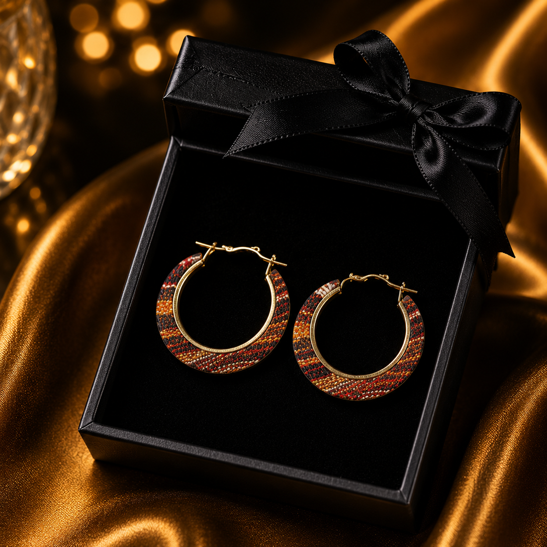 Midnight Tribal Hoop Earrings