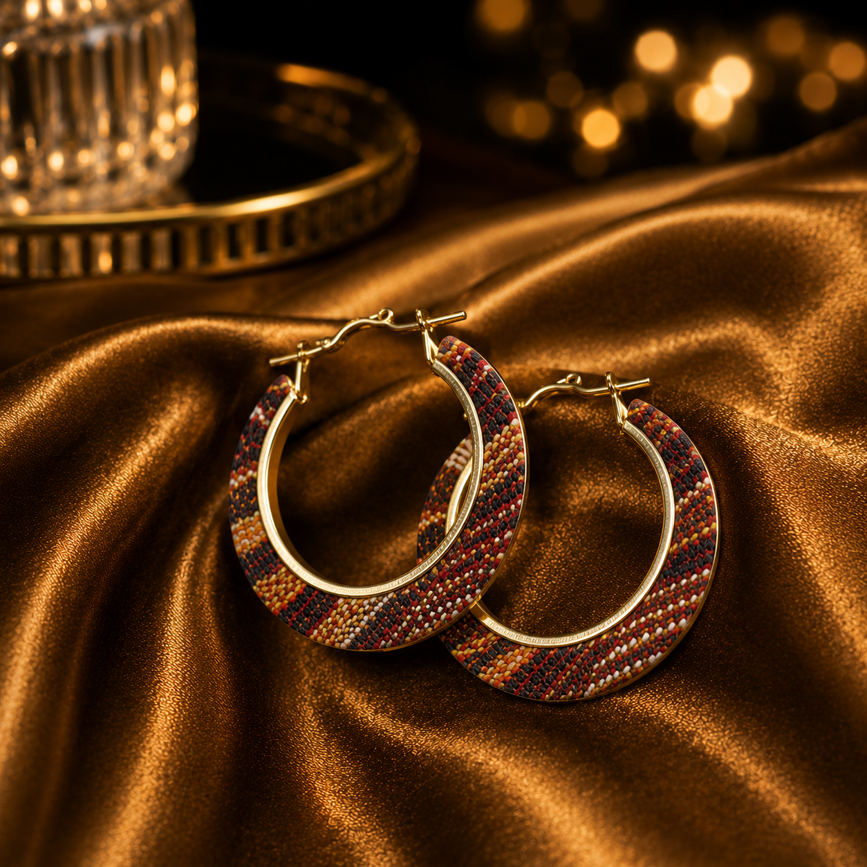 Midnight Tribal Hoop Earrings