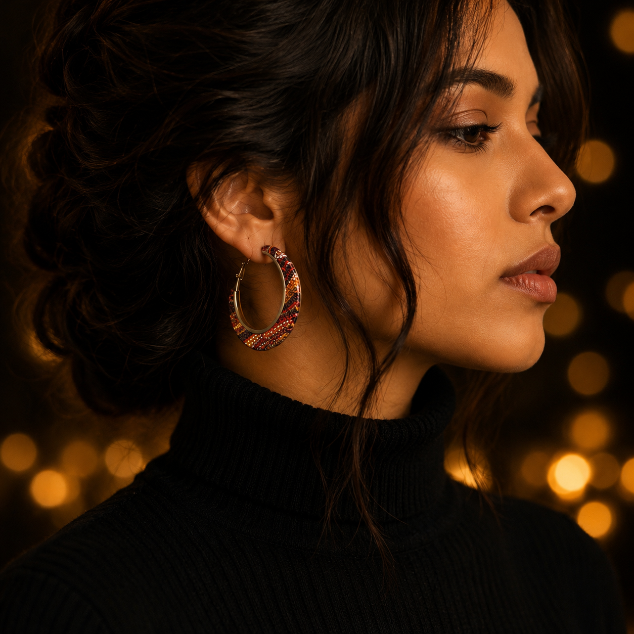 Midnight Tribal Hoop Earrings