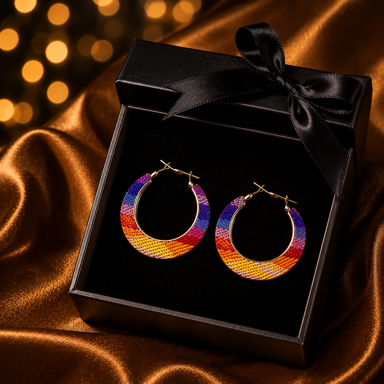 Rainbow Hoop Statement Earrings