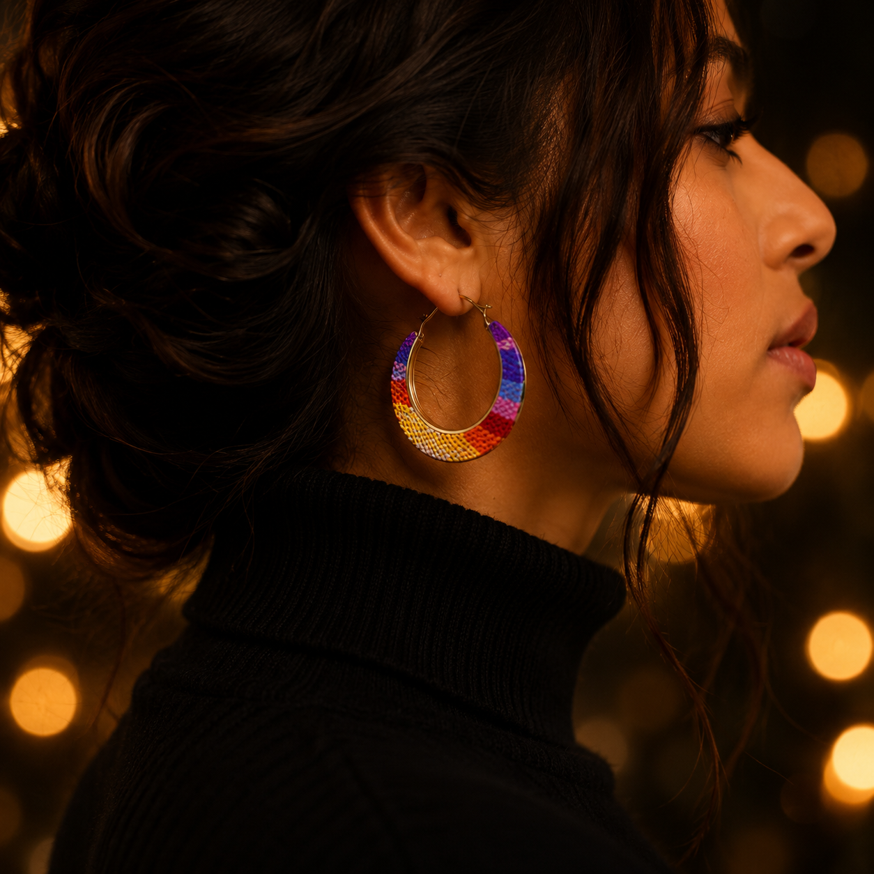 Rainbow Hoop Statement Earrings