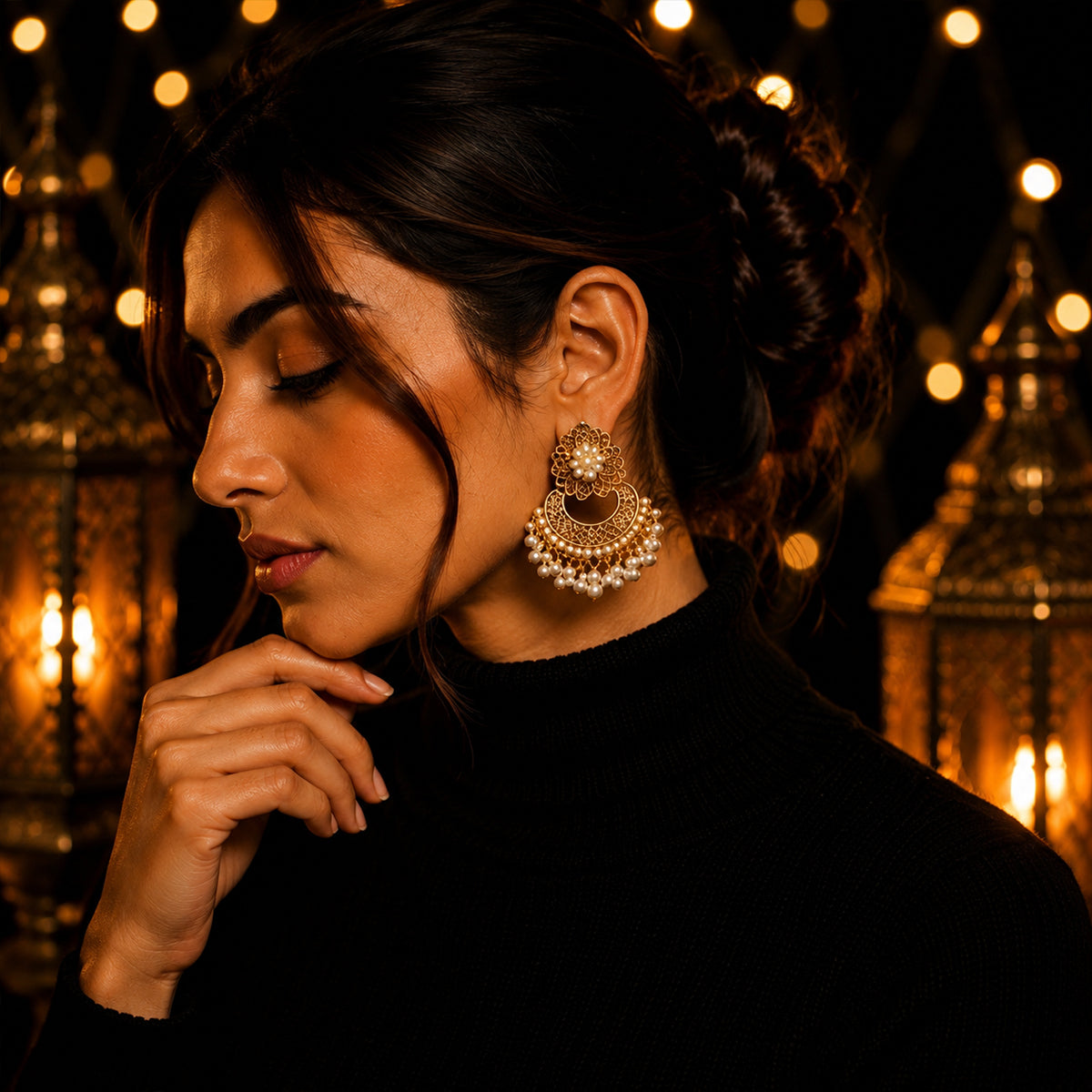 Luxury Pearl Chandbali Earrings