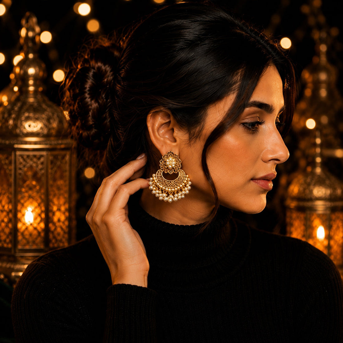 Luxury Pearl Chandbali Earrings