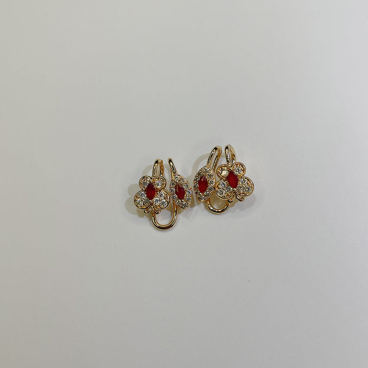 Luxury Ruby Floral Earrings