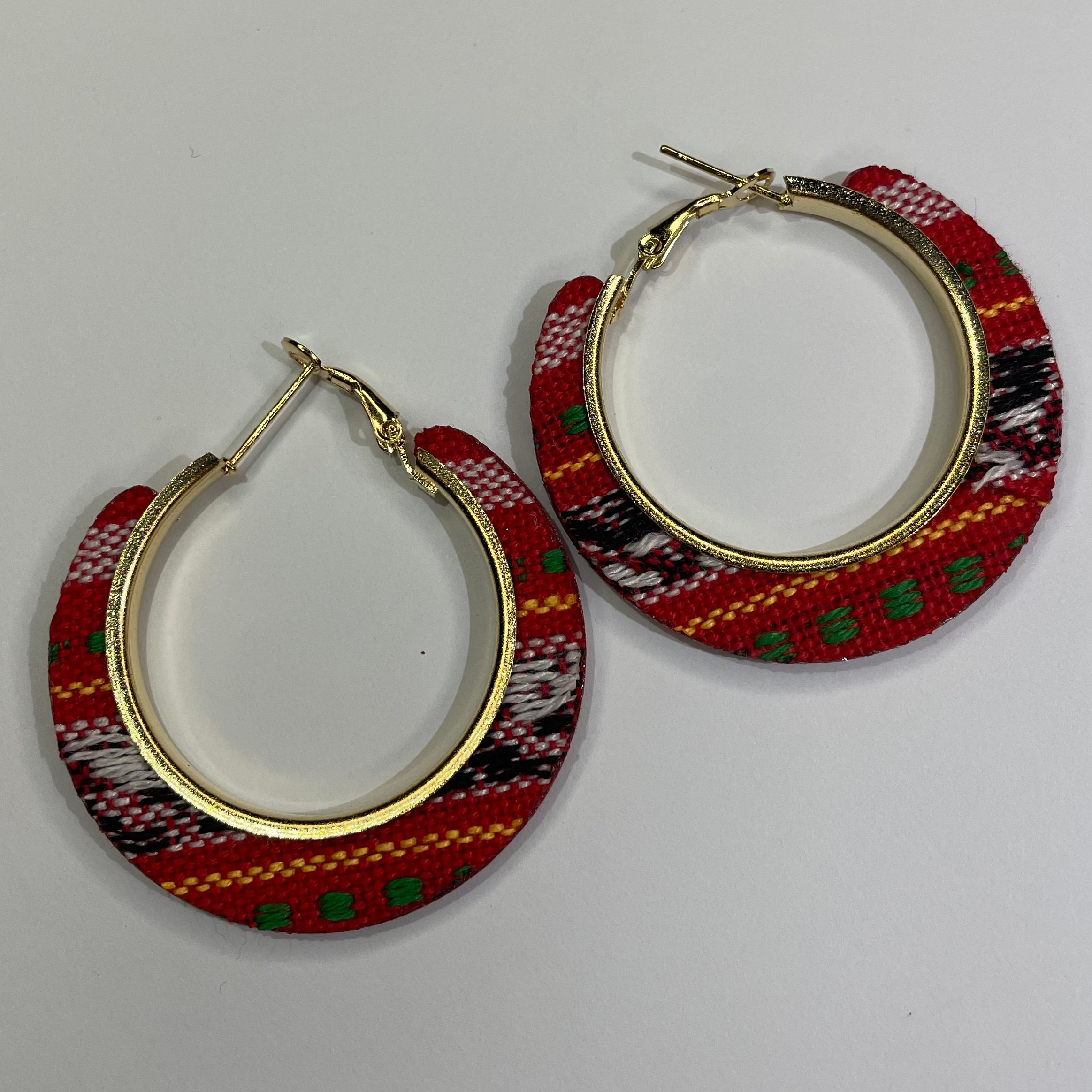 Red Tribal Hoop Earrings
