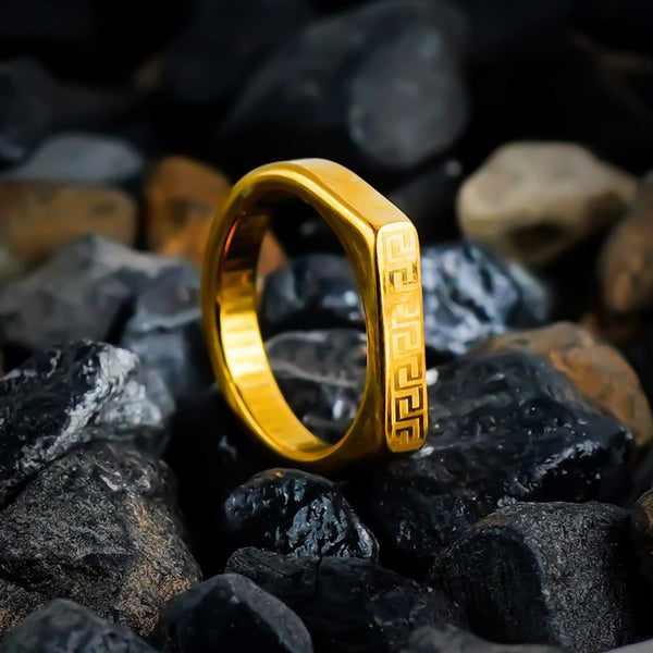 Luxury Gold Greek Pattern Ring