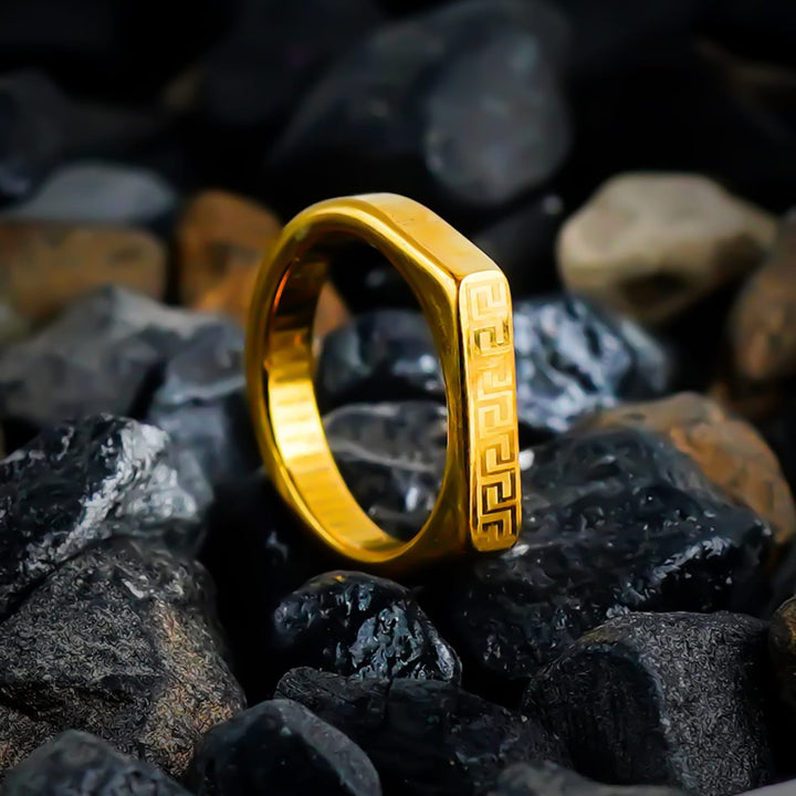 Luxury Gold Greek Pattern Ring