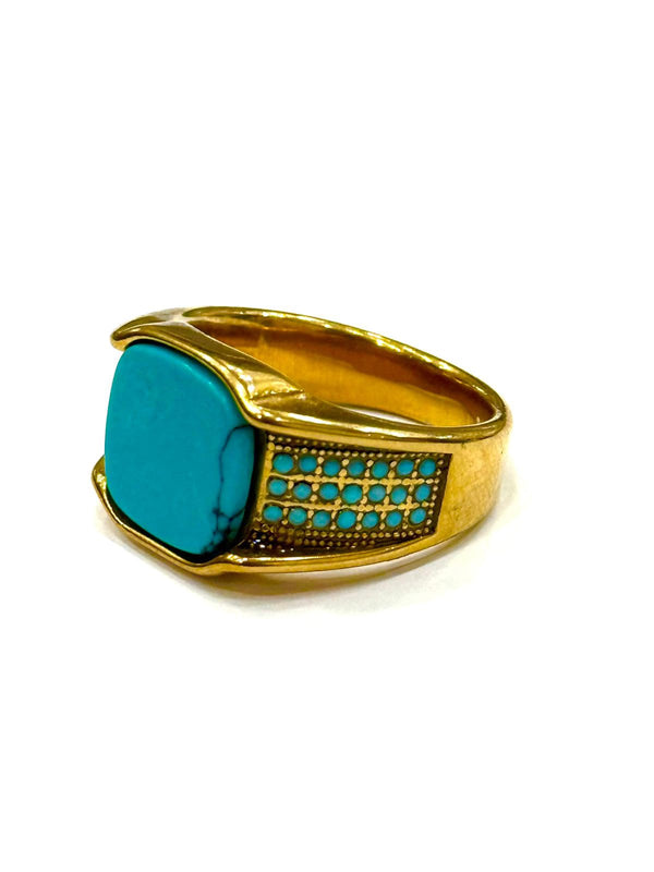 Luxury Turquoise Stone Signet Ring