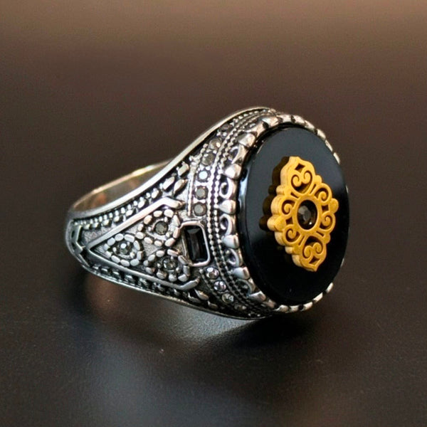 Vintage Black Onyx Signet Ring