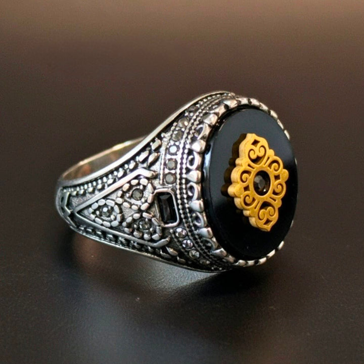 Vintage Black Onyx Signet Ring