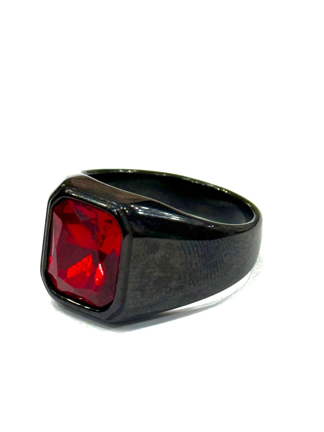 Ruby Red Black Signet Ring