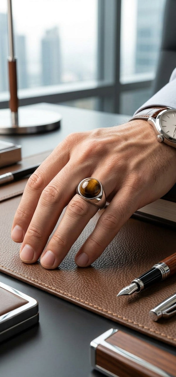 Brown Tiger Eye Signet Ring