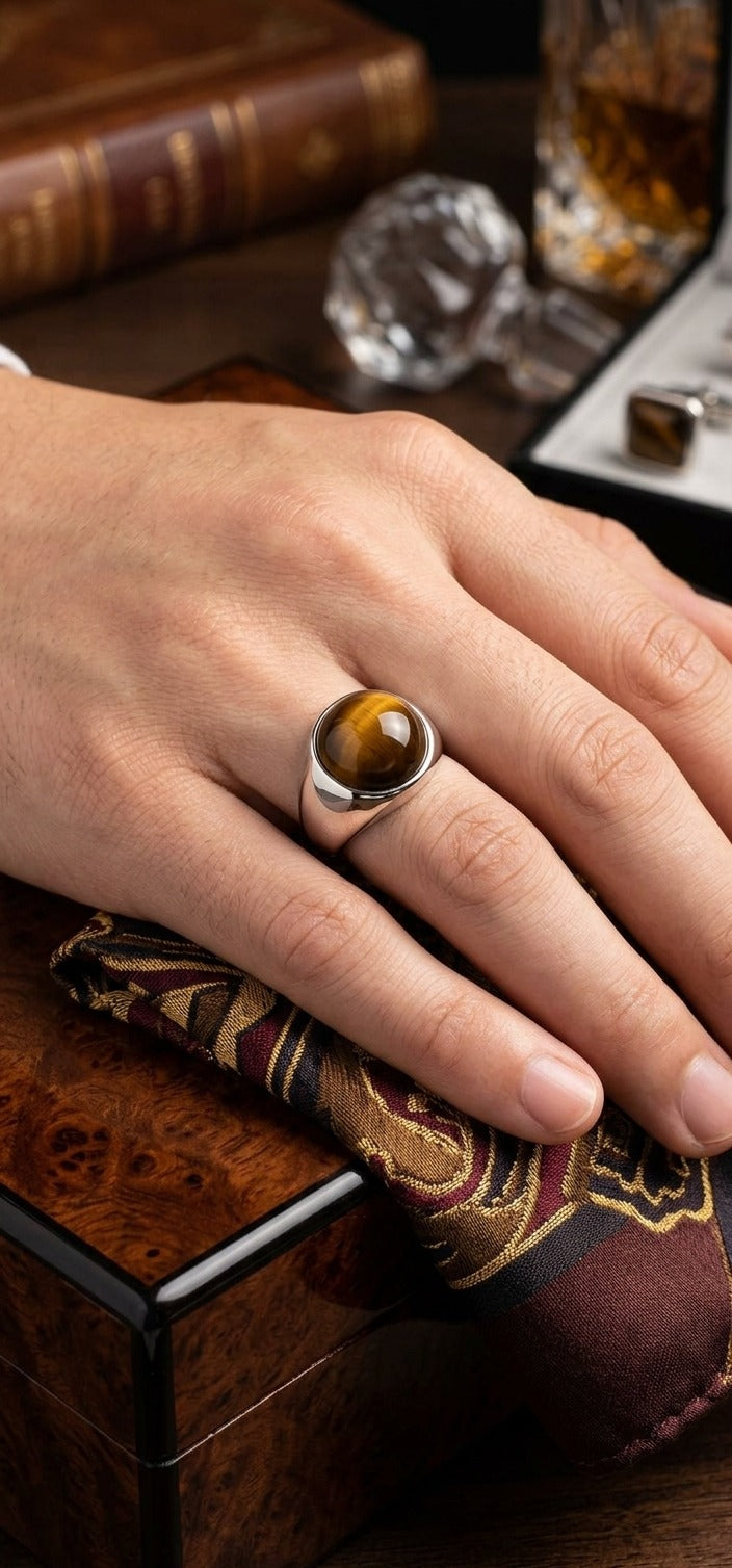 Brown Tiger Eye Signet Ring