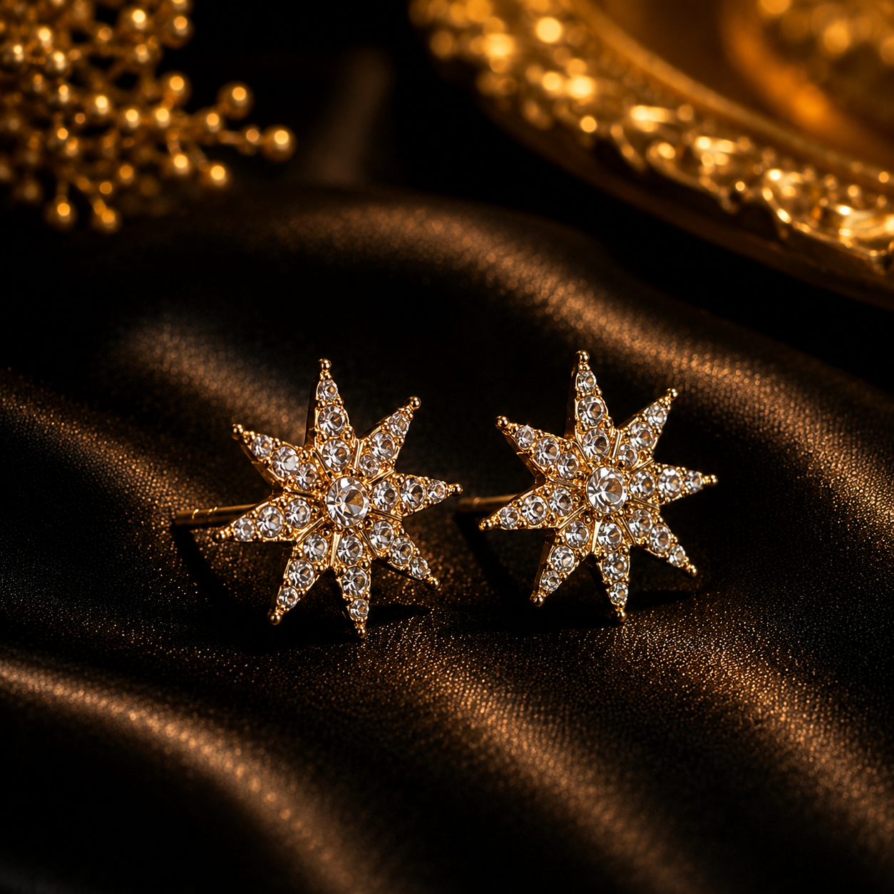 Luxury Sunburst Crystal Stud Earrings