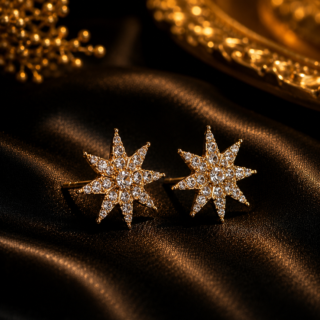 Luxury Sunburst Crystal Stud Earrings