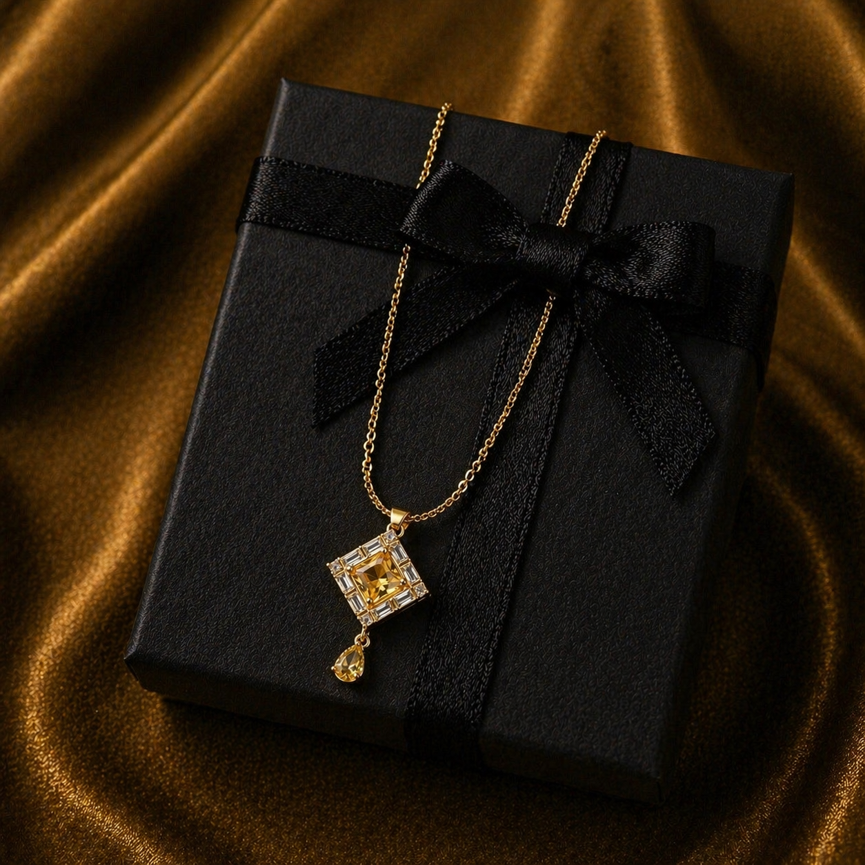 Luxury Amber Crystal Pendant Necklace