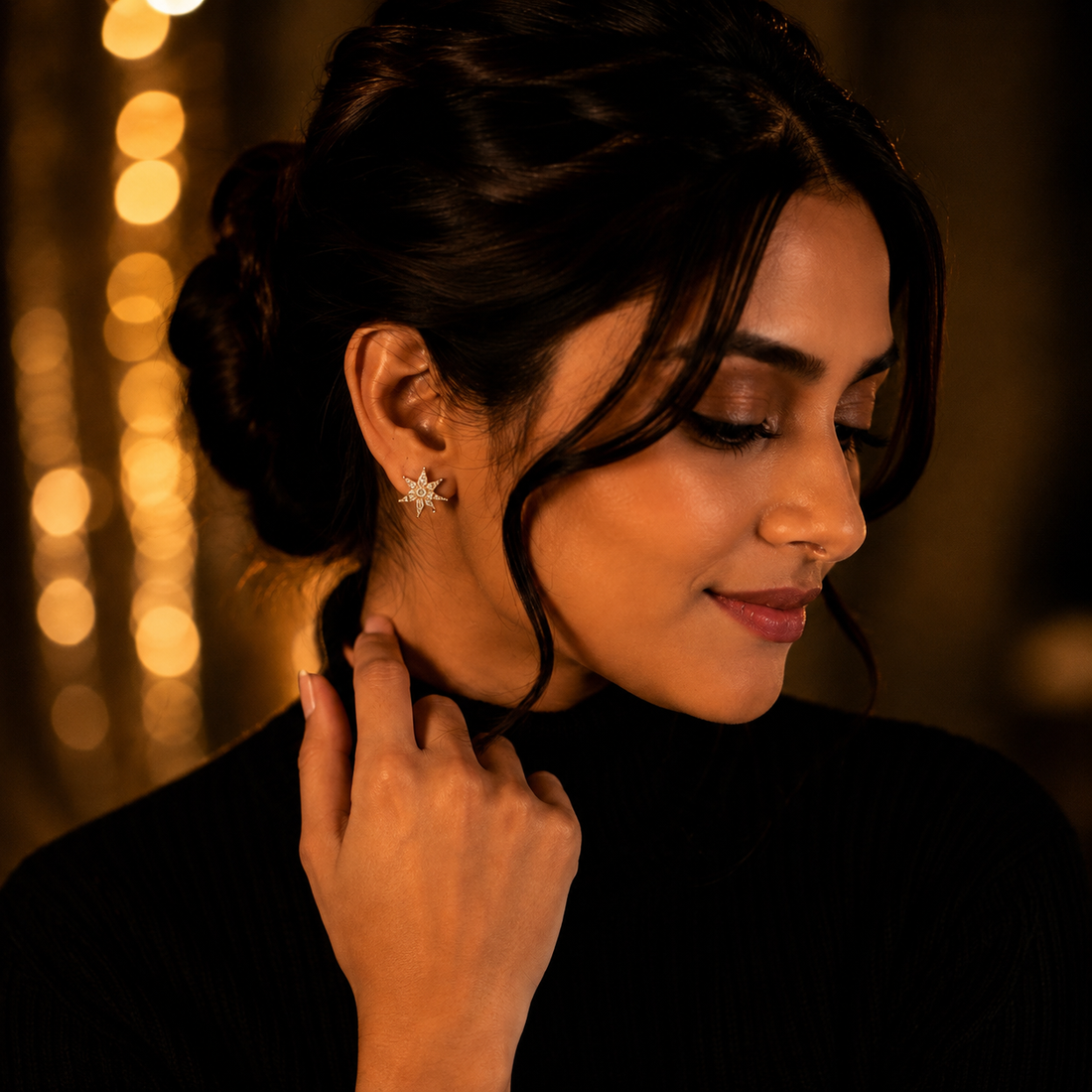 Luxury Sunburst Crystal Stud Earrings