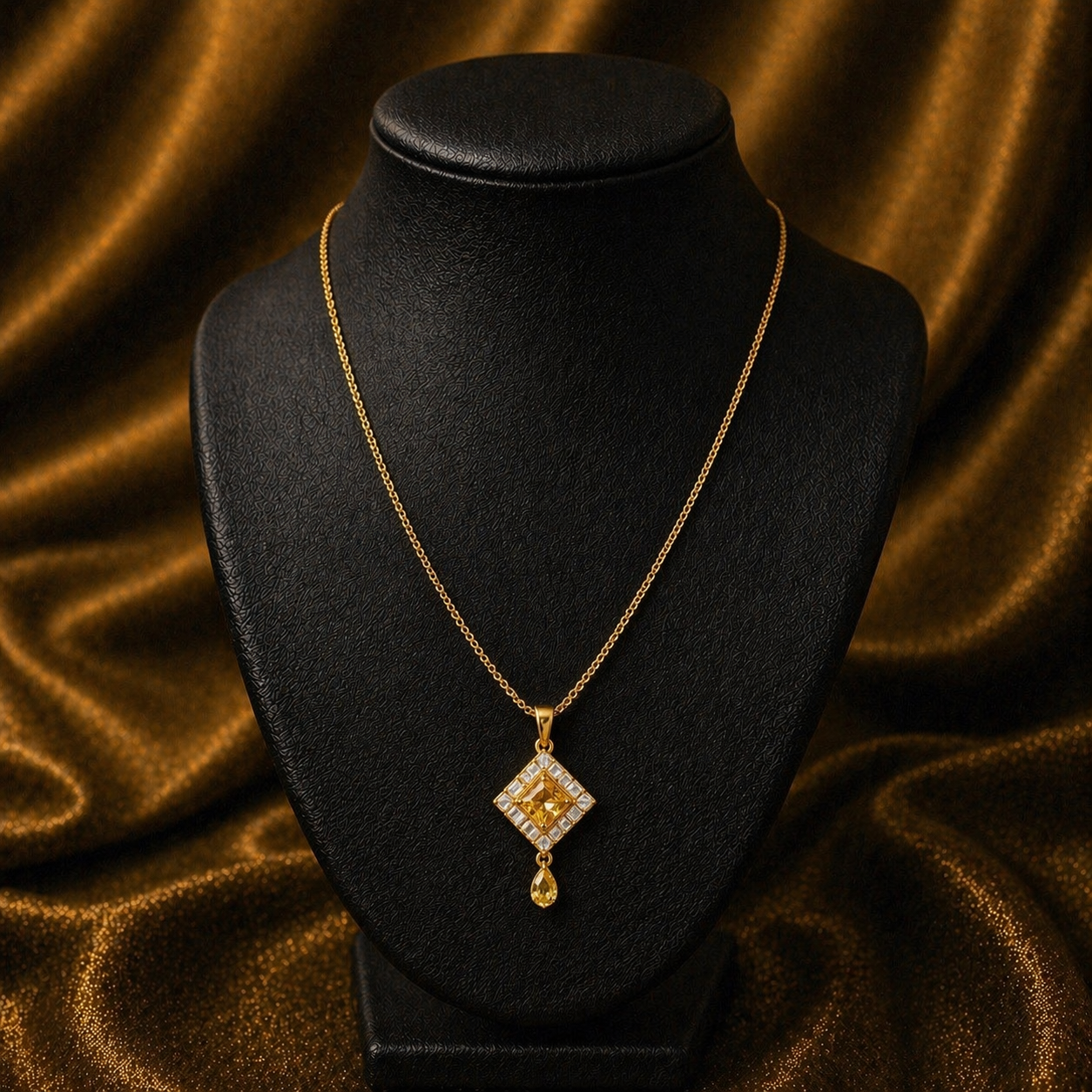 Luxury Amber Crystal Pendant Necklace