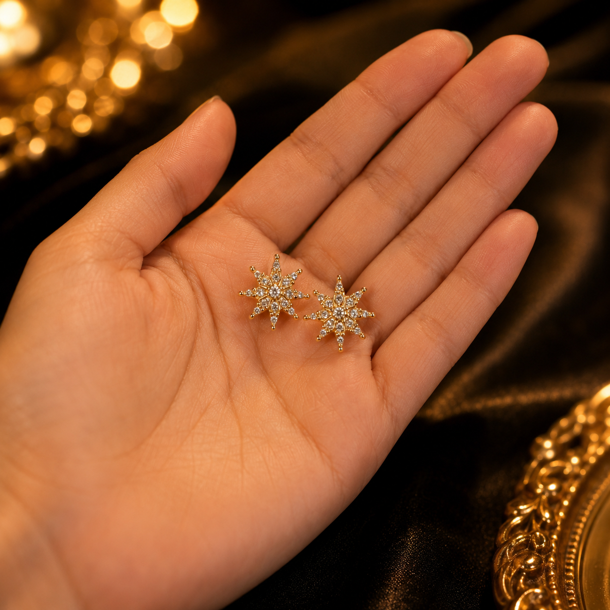Luxury Sunburst Crystal Stud Earrings